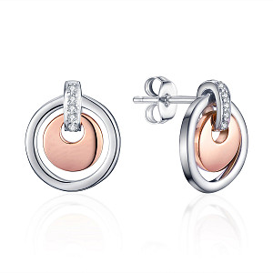 DUALNI?DIAMOND TWO TONE EARRING