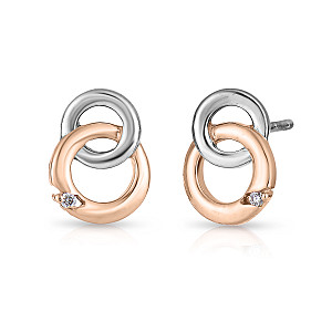 DUALNI?DIAMOND TWO TONE EARRING
