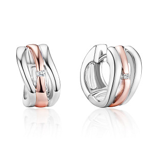 DUALNI?DIAMOND TWO TONE EARRING