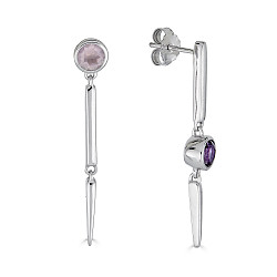 PREZIUOS AMETHYST AND ROSE QUARTZ EARRINGS
