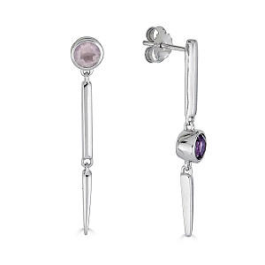 PREZIUOS AMETHYST AND ROSE QUARTZ EARRINGS