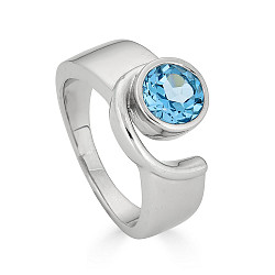 PREZIUOS BLUE TOPZ RING  STERLING SILVER