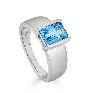 PREZIUOS BLUE TOPZ RING  STERLING SILVER